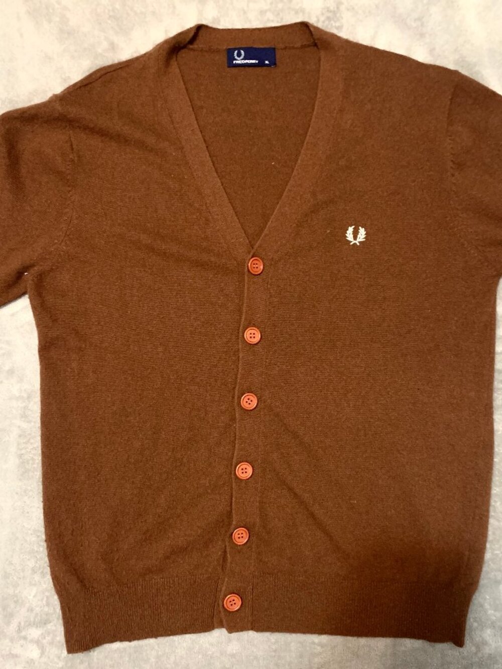 Vintage Fred Perry Cardigan. XL. Brown. Cashmere and Lambswool Combo.